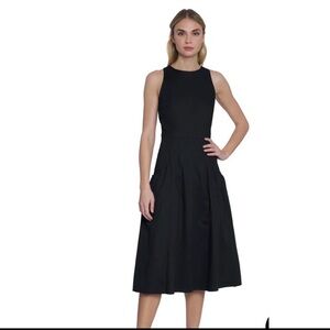 MAGGY LONDON 12 Sleeveless Black A-Line Midi Dress